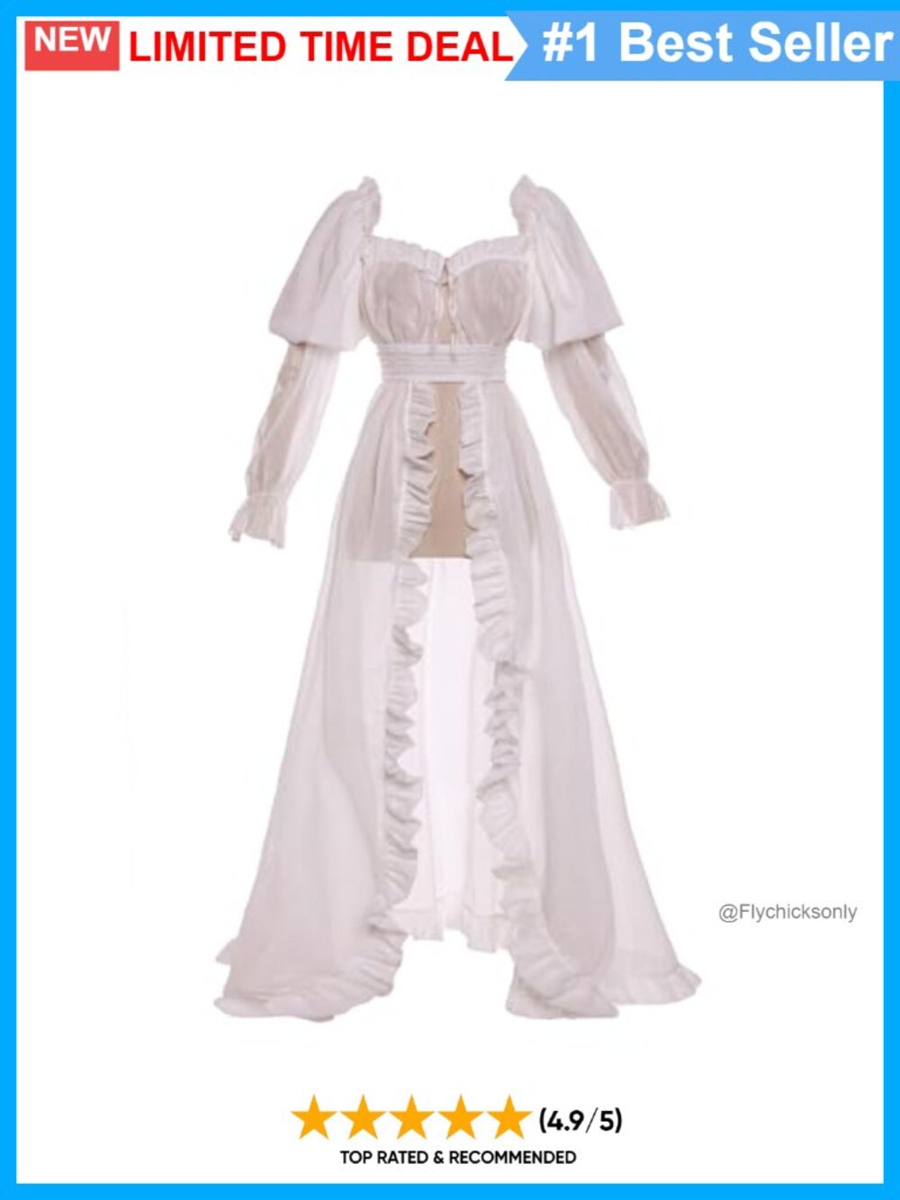 Chiffon Regency Overdress Jane Austen Costume Puff Sleeve